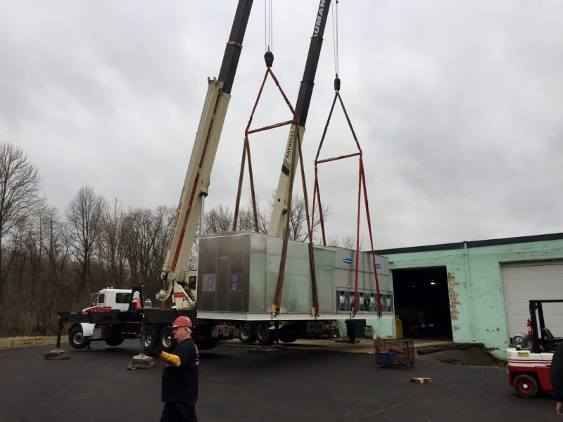 Remove, load, and deliver a 44,000 lb. piece for in Levittown, PA.