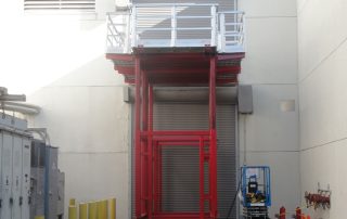 A&A designed 35,000 lb. capacity adjustable work platform used to insert and extract equipment through upper floor penetrations. An example of using engineered controls to accomplish work safely and efficiently.