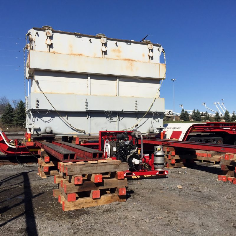 Loaded transformer onto railcar to move to other area on site, o