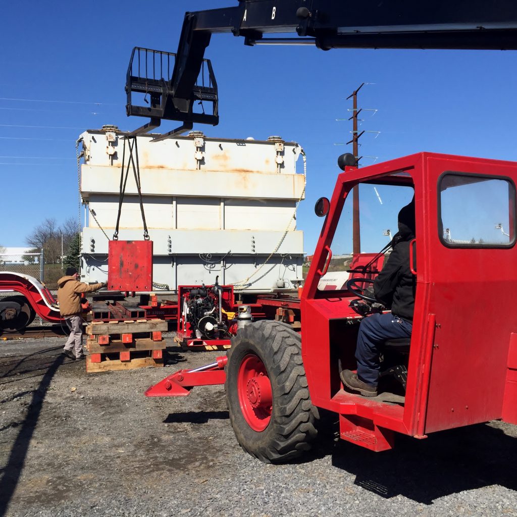 Loaded transformer onto railcar to move to other area on site, o