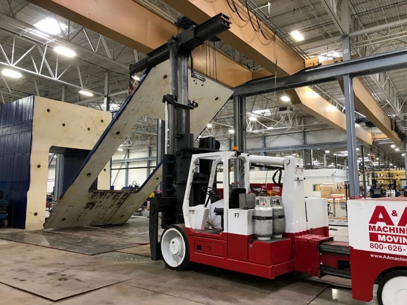 Dismantling a 25,000 Ton press into 5" sections at a fabrication plant.