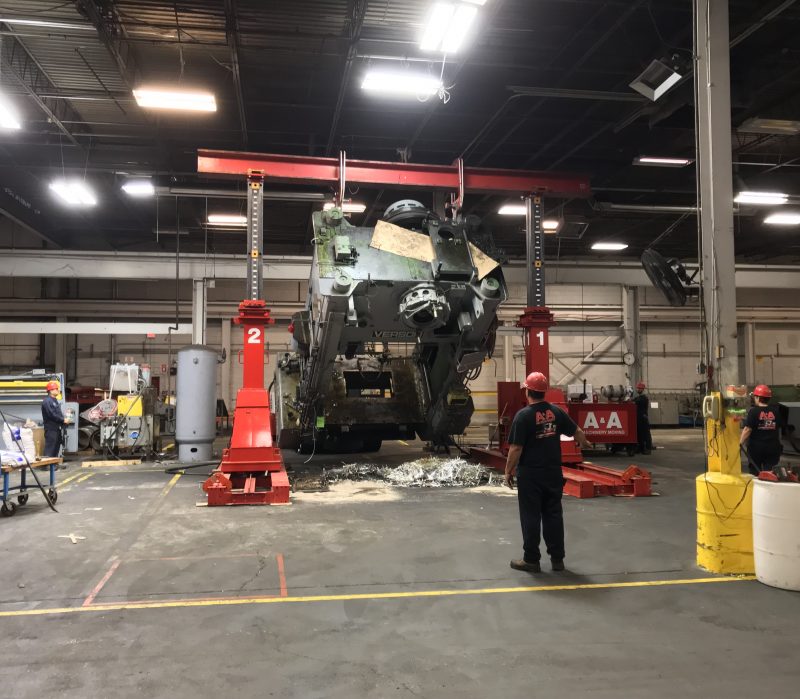 Laying over a 100,000 lb. Verson stamping press