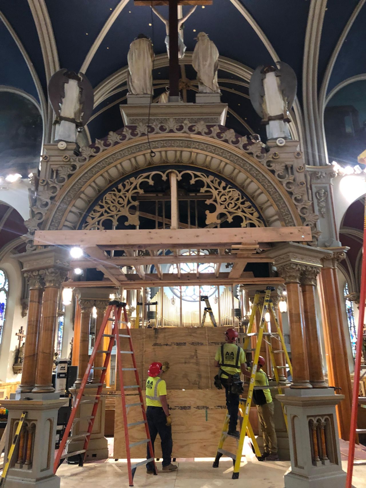 Historic Structure Relocation of an altar and baldacchino structure within a historic church